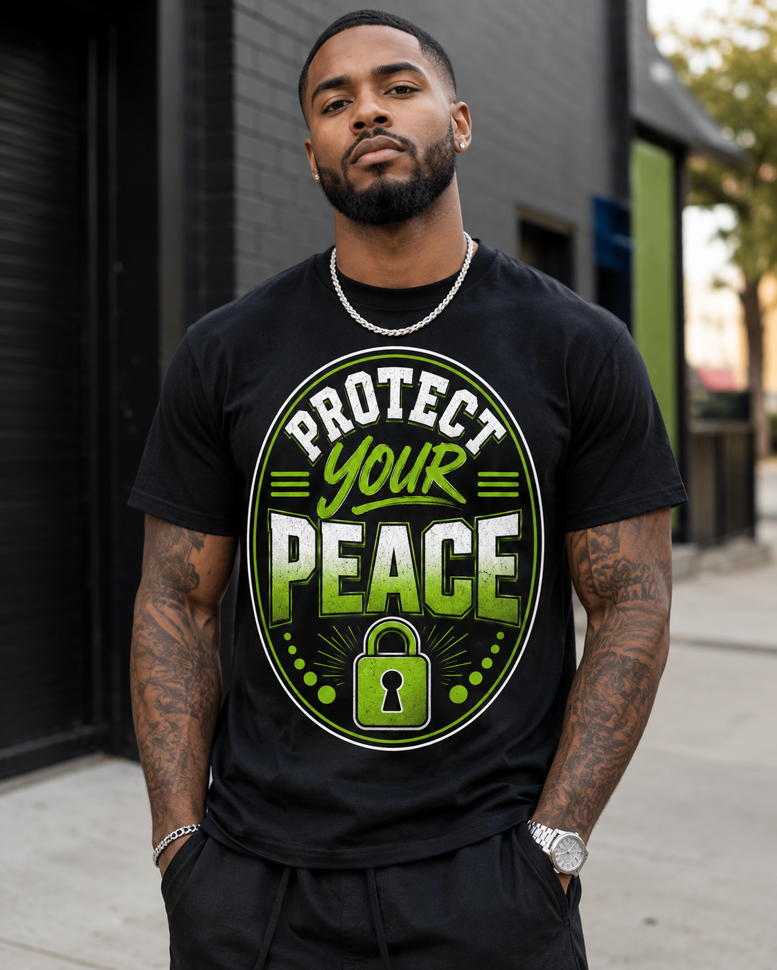 Protect Your Peace Graphic T-Shirt – Motivational Lock & Positive Mindset Tee